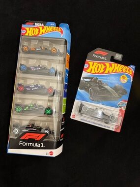 Formula 1 Hot Wheels. Includes the 5 pack and the Mercedes (6 cars total!)